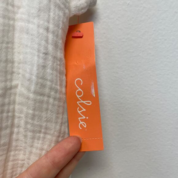 Colsie Womens White Textured Cotton Flowy Tank Top Size M - Picture 2 of 5